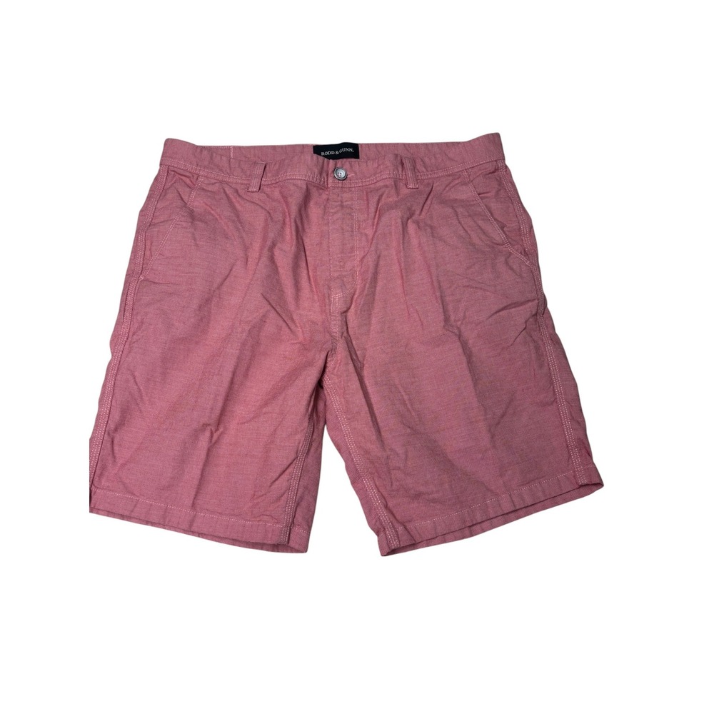 Rodd & Gunn Mens 38X9 Original Fit Shorts Coral Pink Textured Cotton Stretch
